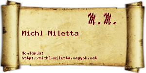 Michl Miletta névjegykártya